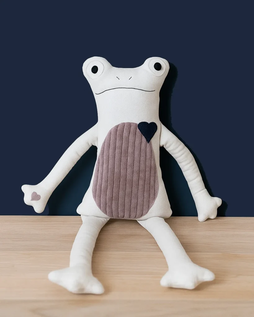 Lniana żaba dekoracja ecru